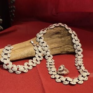 Elegant Silver Plated Necklace, Bracelet Jewelry Set